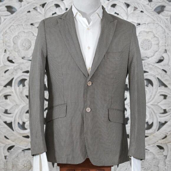 Scotch & Soda Men's Beige/Taupe Check Houndstooth Blazer – Likely a 40R